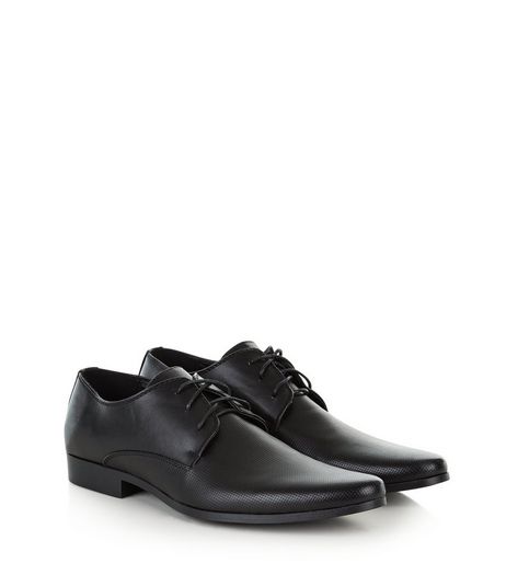 Black Perforated Gibson Shoes | New Look