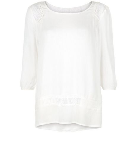 Brave Soul Cream Lace Panel Blouse | New Look