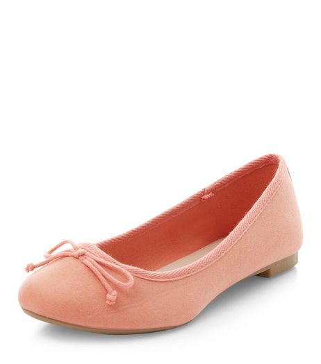 Coral Suedette Ballet Pumps | New Look