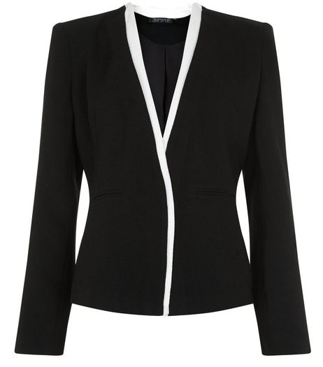 Jumpo Black Contrast Trim Blazer | New Look