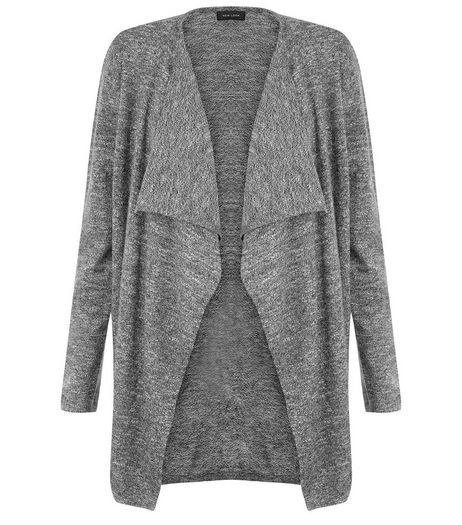 Dark Grey Textured Waterfall Cardigan | New Look