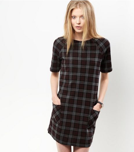 Grey Check Tunic Dress | New Look
