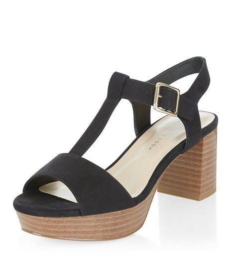 Teens Black Suedette T-Bar Sandals | New Look