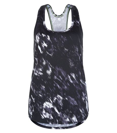 Black Abstract Blur Print Sports Vest | New Look