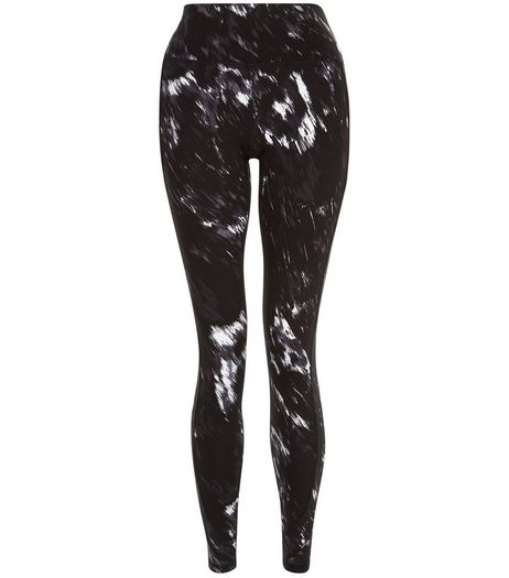 Black Blur Abstract Print Sports Leggings | New Look