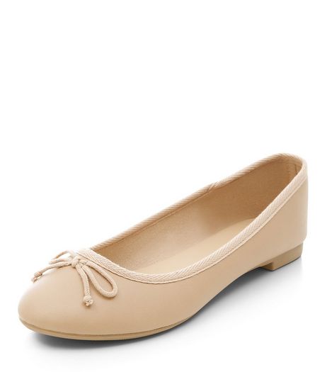 Stone Leather-Look Ballet Pumps | New Look