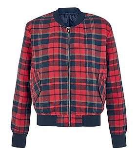Innocence Red Check Bomber Jacket | New Look