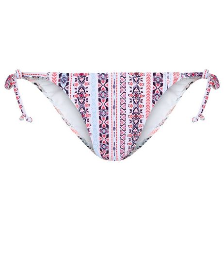 Pink Aztec Print Tie Side Bikini Bottoms | New Look