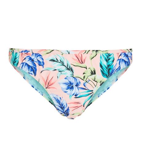 Pink Tropical Print Bikini Bottoms | New Look