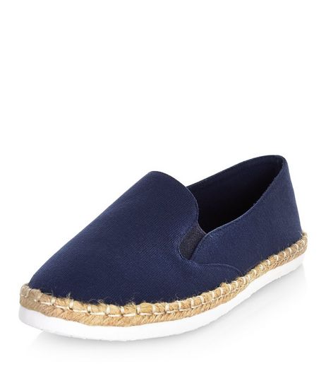 Wide Fit Navy Canvas Espadrilles | New Look