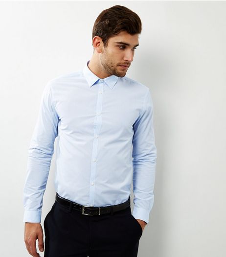Pale Blue Pinstripe Long Sleeve Shirt | New Look