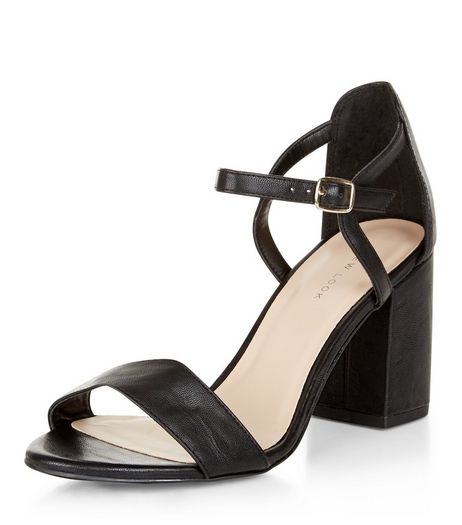 Black Ankle Strap Block Heels | New Look