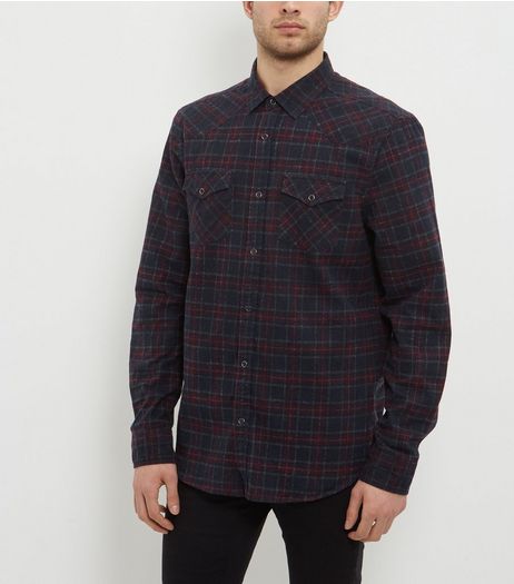 Navy Check Long Sleeve Shirt | New Look