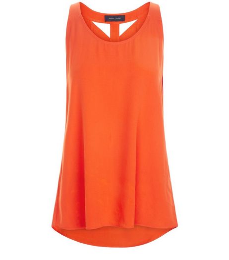 Bright Orange Lattice Back Shell Top | New Look