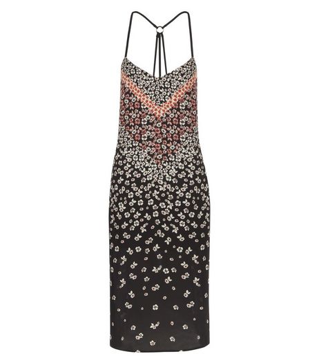 Tall Black Floral Print Strappy Back Midi Dress | New Look