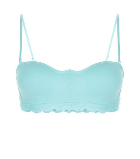 Teens Mint Green Lace Trim Strapless Bra | New Look