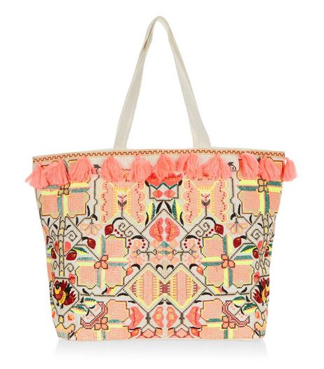 Orange Tassel Embroidered Tote Bag | New Look