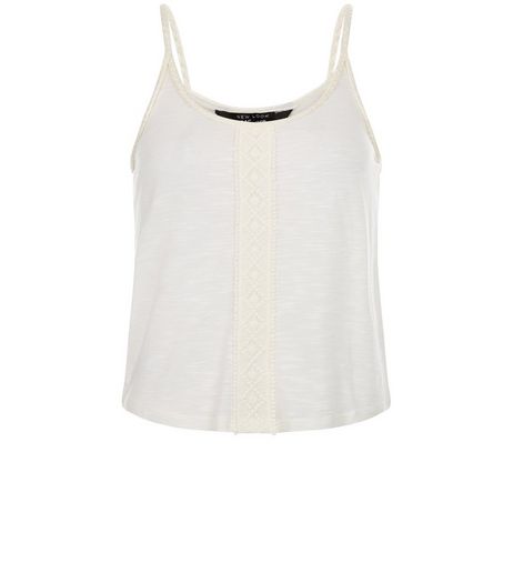 Teens Cream Crochet Panel Plait Trim Cami | New Look