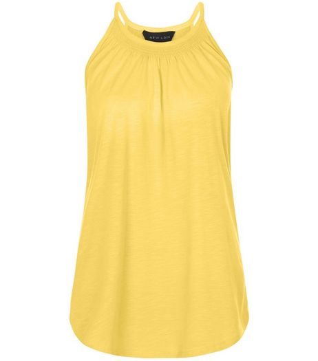 Yellow Shirred High Neck Vest | New Look