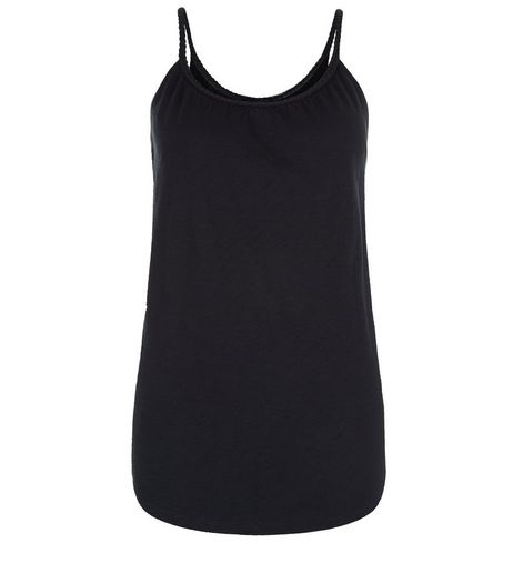 Black Plaited Trim Vest | New Look