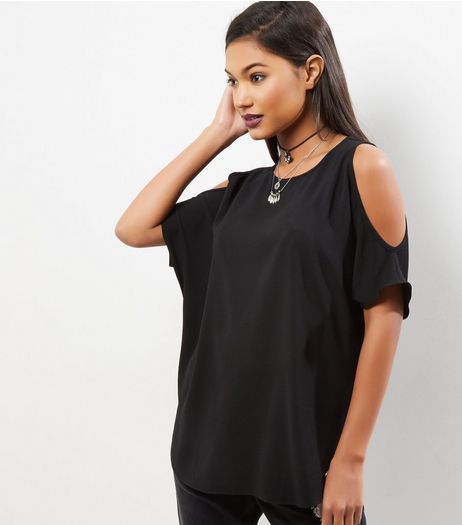 Black Cold Shoulder Top | New Look