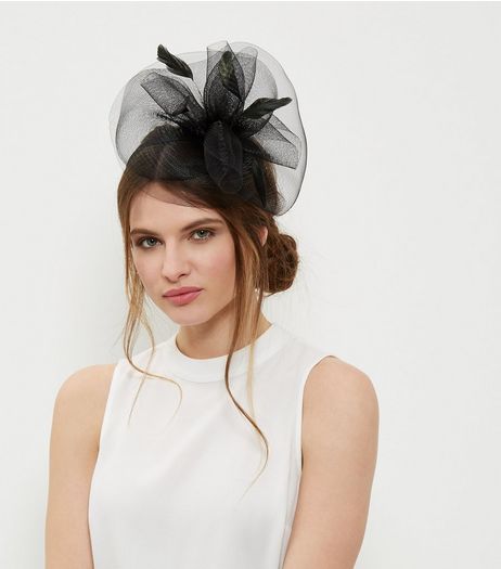 Black Feather Net Fascinator | New Look
