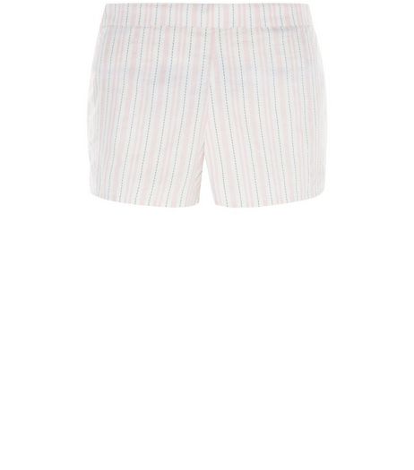 Pink Stripe Broderie Pyjama Shorts | New Look