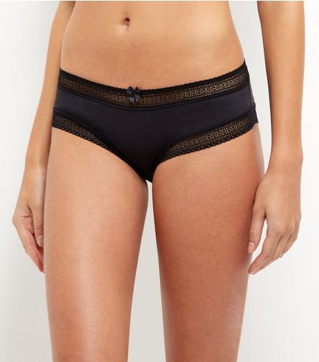 Blace Lace Trim Short Briefs | New Look