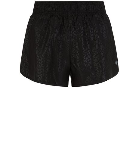 Black Woven Chevron Print Sports Shorts | New Look