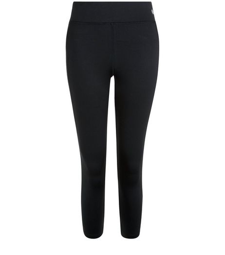 Black Chevron Panel Cropped Leggings | New Look