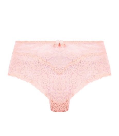 Coral Lace Leg Brazilian Briefs | New Look