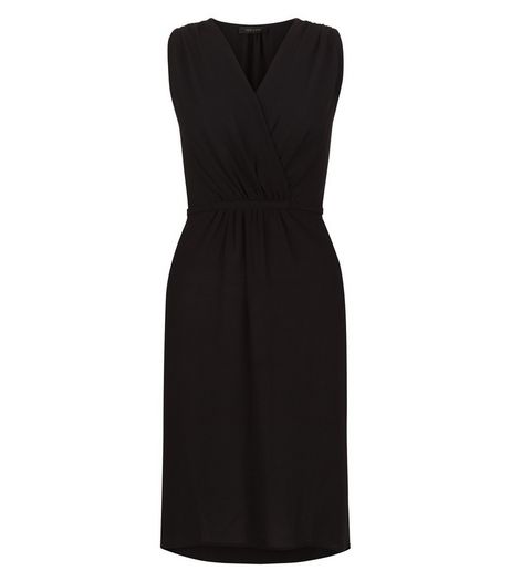 Black Wrap Dip Hem Dress | New Look