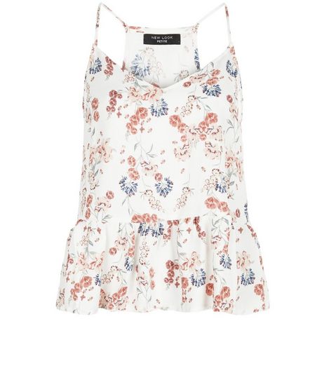 Petite White Floral Print Peplum Cami | New Look