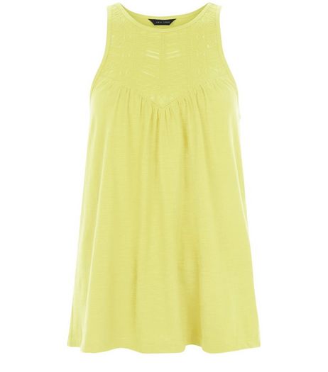 Lime Embroidered Cut Out Vest | New Look