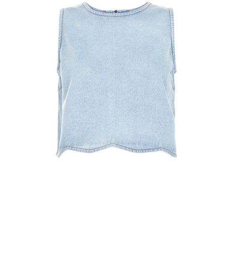 Pale Blue Scallop Hem Crop Top | New Look