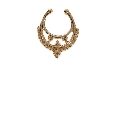 Gold Ball Embellished Septum Ring | New Look
