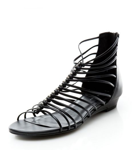 Black Strappy Wedge Sandals | New Look