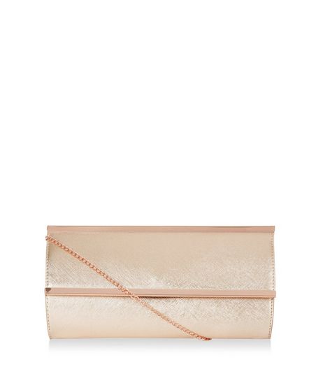 Bronze Metal Bar Clutch | New Look