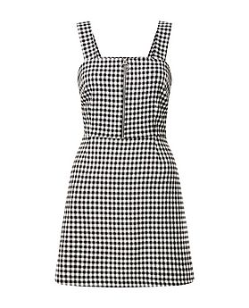 Black Gingham Check Zip Front Pinafore Dress  | New Look