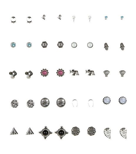 20 Pack Black Stud Earrings | New Look