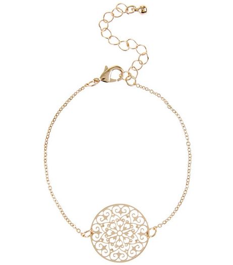 Gold Filigree Disc Bracelet | New Look