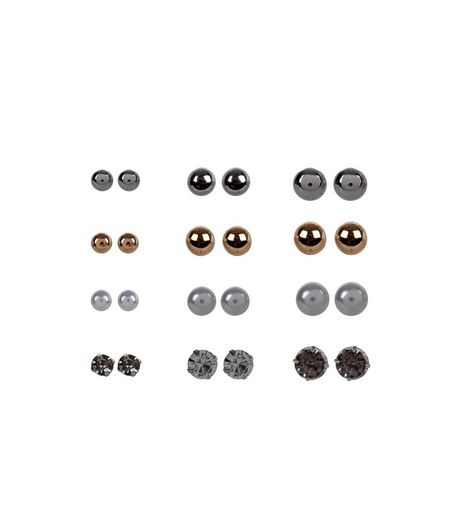 12 Pack Multicoloured Stud Earrings | New Look