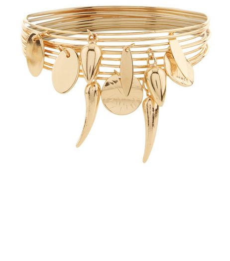 Gold Charm Bangle Pack | New Look