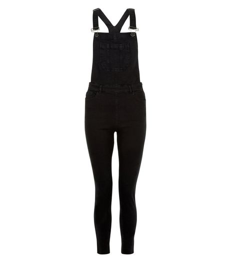 Black Denim Skinny Dungarees | New Look