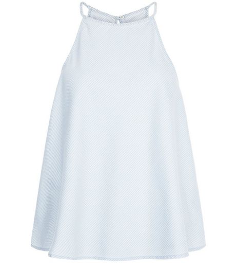 Blue Plaited High Neck Denim Cami | New Look