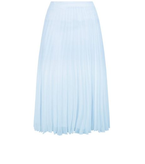 Pale Blue Chiffon Pleated Midi Skirt | New Look