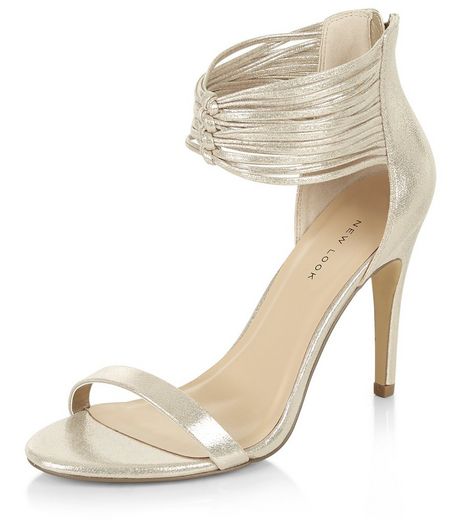 Gold Leather-look Strappy Knot Heels | New Look