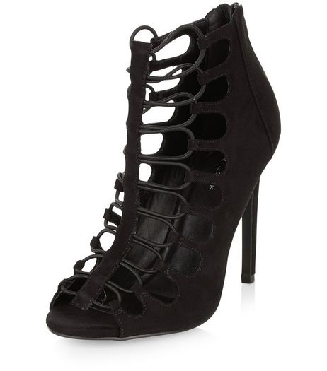 Black Suedette Elasticated Strap Heels | New Look