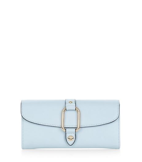 Pale Blue Metal Clip Front Purse | New Look