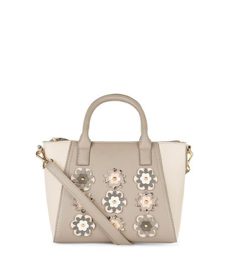 Mink 3D Floral Mini Tote Bag | New Look